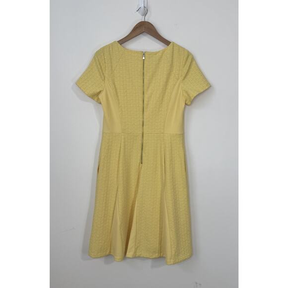 NWT Talbots Knit Fit & Flare Dress Size 10 Yellow Basket Weave Lined Pockets - Picture 6 of 12